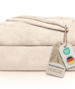 Gräfenstayn® Kuscheldecke flauschig & super weich - Ideal für Wohndecke & Tagesdecke - Hochwertige Fleecedecke (Creme, 2