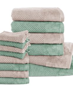 14-tlg. Handtuch-Set aus Baumwolle, saugstark & weich – 2x Badetuch 70×140 cm, 4x Handtuch 50×100 cm, 4x Gästetuch 30×50
