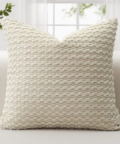 JOTOM Boho Zierkissenbezug Dekorative Kordsamt Kissenhülle für Wohnzimmer (45x45cm, Beige)