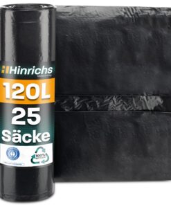 Müllsäcke Hinrichs 120L extra Stark - 25er Rolle - Extrem reißfeste Müllbeutel - Abfallsäcke für Garten, Haushalt & Baus