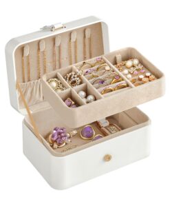 SONGMICS Schmuckkästchen Reise, weihnachten Geschenkidee, Wolkenweiß JBC166W01