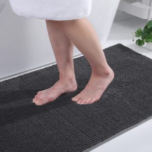 Homaxy Chenille Badezimmerteppich für Dunkelgrau OEKO-TEX STANDARD 100 - 40x60 cm Homaxy rutschfeste Badematte Waschbar