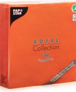 Papstar ROYAL Collection 50 Servietten 1/4-Falz 40 cm x 40 cm für Familie und Haus - Luxurious Nektarinenfarbe #84813