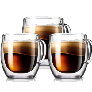 Vienberg Doppelwandige Gläser mit Henkel 200ml | aus Borosilikatglas Hand geblasen | für Latte Macchiato und Teeglas | T