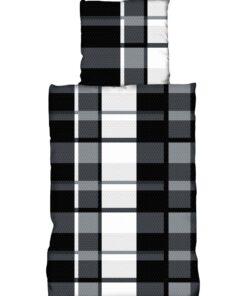Leonardo Vicenti Fleece Bettwäsche Set Kuschelig Warm Weich Schwarz Grau Weiß Kariert Winterbettwäsche, 135x200 cm, 2 te
