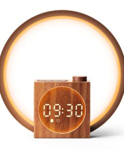 Dreamegg Global Recycled Standard Nachttischlampe Touch mit Wecker - Tageslichtwecker mit 12 Lichtmodi und USB-Ladefunkt