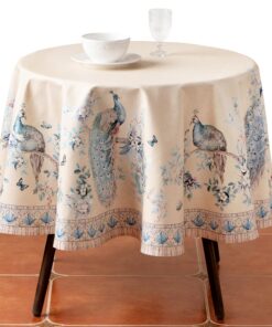 Maison d' Hermine waschbare Tischdecke, 100 % gekämmte Baumwolle, hochwertig, für Küche und Party, Pfau Utopie OEKO-TEX
