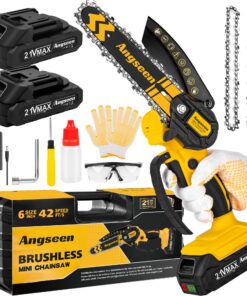 Mini Akku-Kettensäge (bürstenlos) – 6 Zoll, 700W leistungsstarker Motor, inkl. 2 Akkus & 2 Ketten