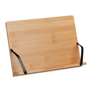 Relaxdays Leseständer, Bambus, 4 Neigungswinkel, klappbar, für Bücher & Tablets, 19 x 28 cm, naturlich ausgestattet | R