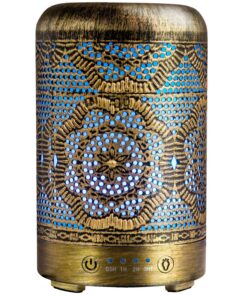 Diffuserlove Aroma Diffuser für ätherische Öle - 100Ml Metall Luftbefeuchter 7 Farbige Lichter - Aromatherapie - Golden