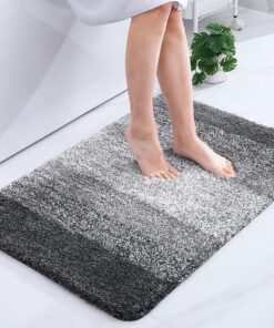 Homaxy Weich Badezimmerteppich, rutschfest waschbar, für die ganze Familie im Bad und Dusche, Saugfähige Hochflor Badtep
