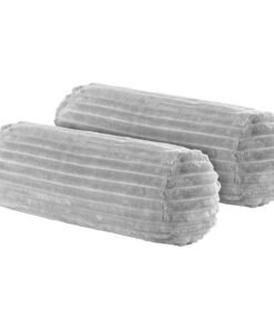 BaSaTex 2er Pack Nackenrolle Kissenbezug Grau | Eco-Tex Zertifiziert | Mikrofaser Plüsch | Schlafzimmer & Büro | Comfort