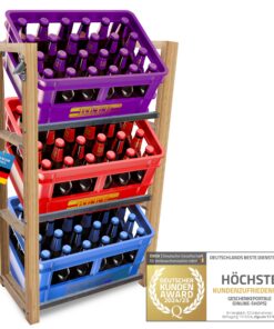 Dimono® Bambus Getränkekistenregal für 3 Kisten - nachhaltig, stabil & platzsparend
