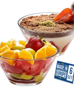 Crystalia Premium Glas Dessertschalen Set 6, 345ml - 100% Bleifreie Schüsseln für Desserts & Salate