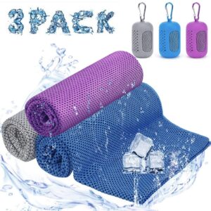 Kühlhandtuch 3er Set, Schnelltrocknend Mikrofaser Kühlhandtuch für Fitness und Yoga