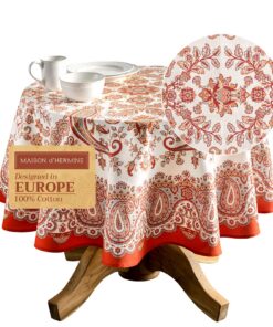 Maison d' Hermine 100 % Baumwolle rund Tischdekke für Esszimmer und Küchentisch OEKO-TEX STANDARD 100