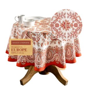 Maison d' Hermine 100 % Baumwolle rund Tischdekke für Esszimmer und Küchentisch OEKO-TEX STANDARD 100