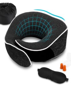 Collazoey Ergonomisches Reisekissen, Memory-Schaum Nackenkissen (dunkelgrau)