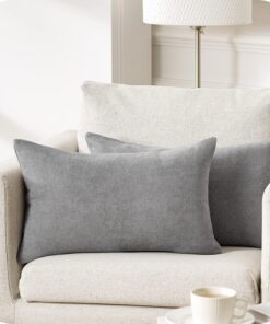 Topfinel Einfarbig Chenille Kissenbezug Mit Verstecktem Reißverschluss Für Bett Sofa Auto Grau 2er Set