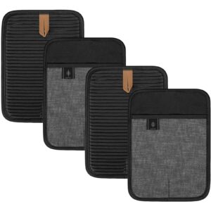 Topflappen Baumwolle Groß 4er Set Anti-Rutsch zum Kochen und Backen - Trendig Schwarz Küchenzubehör