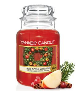 Yankee Candle Red Apple Wreath Duftkerze im Glas (groß) - langer Brennzeit bis zu 150 Stunden, perfektes Geschenk für Fr