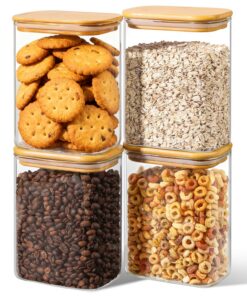 ComSaf 4er Set Luftdicht Vorratsgläser 1,1L Glas mit Deckel für Küche Spaghetti Mehl Müsli