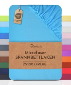 NatureMark Mikrofaser Spannbettlaken zum Sparpreis! Viele Größen und Farben (90x200-100x200 cm,Türkis)