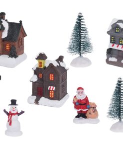 Spetebo LED Weihnachtsstadt beleuchtet - 10-teilig - Batterie betrieben - perfekte Weihnachtsdeko Tischdeko Geschenkidee