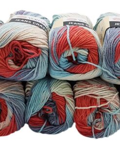 YarnArt Jeans Crazy Strickwollknäuel für Liebhaber der ungewöhnlichen Farben (Blau, Rot, Rosa, Flieder, Altweiß 8205), 5
