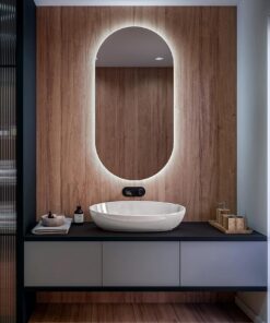 Badspiegel mit Beleuchtung - Asymmetrischer Spiegel - moderne Badezimmerspiegel mit LED Beleuchtung - Unregelmäßiger For