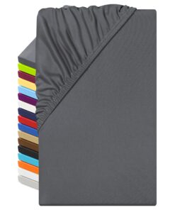 NplusEins Microfaser Spannbettlaken - atmungsaktiv & geeignet für Allergiker | 1519.2192 | 90-100 x 200 cm | Anthrazit |