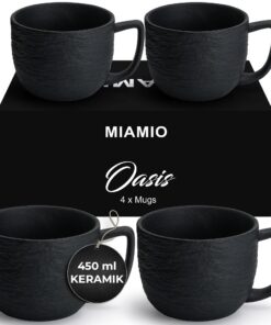 MIAMIO 450 ml Matte Keramik Kaffeetassen 4er Set Oasis