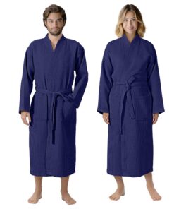 HOMELEVEL Pique Bademantel für Damen und Herren 100% Baumwolle Saunamantel OEKO-TEX STANDARD 100 HOMELEVEL Reisebadema