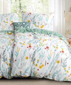 RUIKASI Bettwäsche 135x200 Grün - Bettbezüge Set mit Blumen Muster | Weich und Bügelfrei