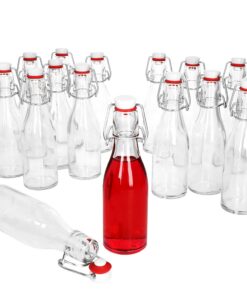 MamboCat 15er Bügelflaschen Set 200ml Leere Glasflaschen für Likör Selbst Befüllen mit Porzellanverschluss