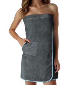 HOMELEVEL Saunakilt für Damen aus Baumwolle mit Tasche OEKO-TEX STANDARD 100
