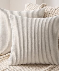 MIULEE Weihnachtliche Kissenbezüge für Sofa und Couch in Beige mit Verstecktem Reißverschluss