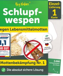 Schlupfwespen gegen Lebensmittelmotten - 1 x 1 Karte - Effektive Mottenbekämpfung - Alternativer Mottenbekämpfungsstoff
