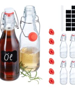 Relaxdays Bügelflaschen 6er Set 250 ml für Öl Essig Schnaps Likör