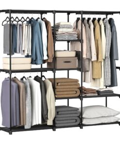 SONGMICS Kleiderschrank für Frauen - großes Cap auf꿧er lräume, moderne Tintenschwarzfarbe, ideal für Kleider und Accesso