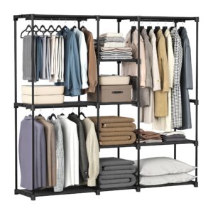 SONGMICS Kleiderschrank für Frauen - großes Cap auf꿧er lräume, moderne Tintenschwarzfarbe, ideal für Kleider und Accesso