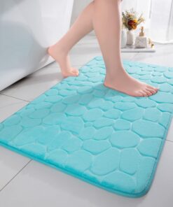Chakme Saugfähige Badematte Memoryschaum 50x80 cm Blaugrün für Badezimmer und Wohnzimmer