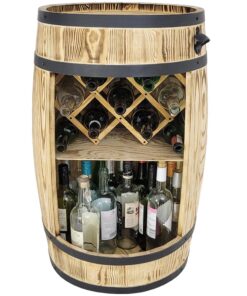Weeco Weinregal mit Gin Whisky Starkes Buchenholz - HausbarVintage deko - Wohnzimmer - Weinfass Stehtisch 80x50cm
