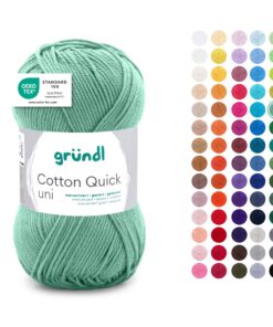 Gründl Wolle Cotton Quick uni - dünne Wolle zum Häkeln - Glänzend und hautfreundlich - 100% Baumwolle - 1 Knäuel 50 g /