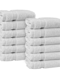 Chakir Turkish Linens 100% Baumwolle - Premium-türkische Handtücher für Badezimmer - 12 Stück - Weiß