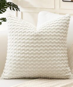 Artscope Cord Körnig Zierkissenbezug für Wohnzimmer und Schlafzimmer, Weiche Geometrische 40x40 cm Creme Beige
