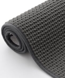 Homaxy Chenille Badezimmerteppich für Dunkelgrau OEKO-TEX STANDARD 100 rutschfest Waschbar Saugfähig 60x120 cm