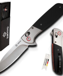 SK1 Klappmesser - Taschenmesser aus D2-Stahl mitTitan-Beschichtung & G10 Griff - Outdoor Einhandmesser für Abenteuer & A