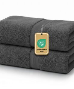 leevitex® Duschtuch 2er Set – 100% Baumwolle, weich & saugstark | 70 x 140 cm, 500 g/m², Anthrazit