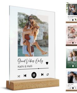 Spotify Glas Bild mit Foto und QR Code - Personalisiert für Frauen und Männer - Musik Song Cover Design Geschenk